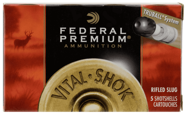 Federal PB127LRS Premium Vital-Shok TruBall 12 Gauge 2.75″ 1 oz Rifled Slug Shot 5rd Box