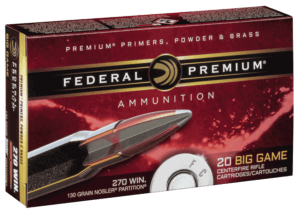 Federal P270P Premium Hunting 270 Win 130 gr Nosler Partition (NP) 20rd Box