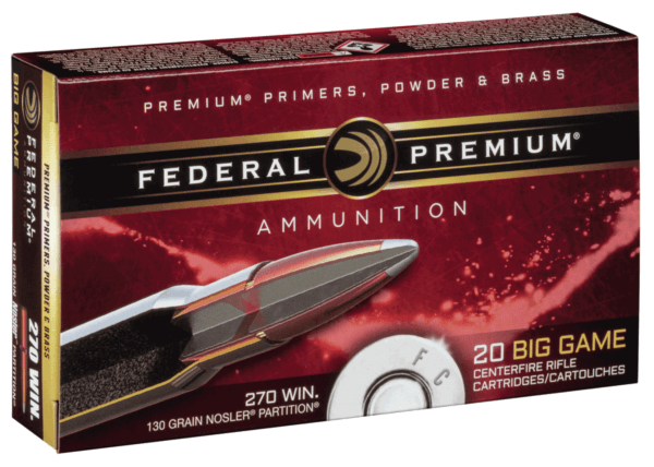 Federal P270P Premium Hunting 270 Win 130 gr Nosler Partition (NP) 20rd Box
