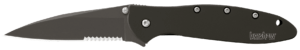 Kershaw 1660CKT Leek 3″ Folding Modified Drop Point Plain Black DLC 14C28N Steel Blade Black DLC 410 Stainless Steel Handle Includes Pocket Clip