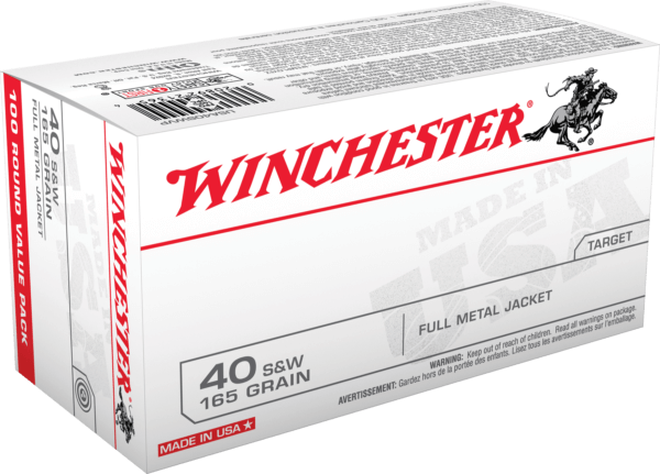 Winchester Ammo USA40SWVP USA Value Pack 40 S&W 165 gr Full Metal Jacket 100rd Box