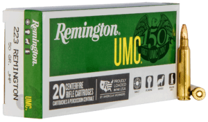 Remington Ammunition L223R8 UMC 223 Rem 50 gr Jacketed Hollow Point (JHP) 20rd Box