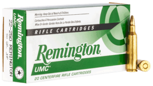 Remington Ammunition 23813 UMC Target 22-250 Rem 50 gr Jacketed Hollow Point (JHP) 20rd Box