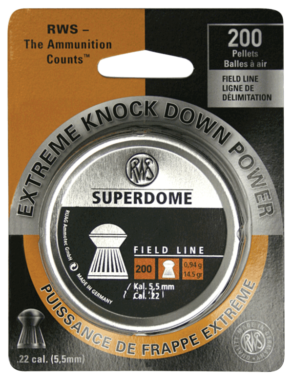 RWS/Umarex 2317407 Superdome Field Line 22 Lead Domed/Grooved Skirt 200 Per Tin