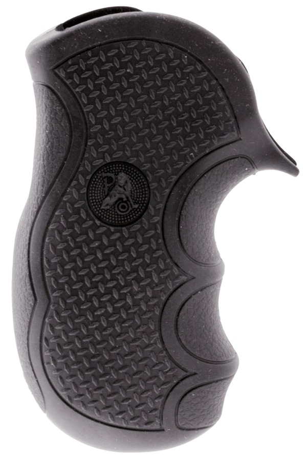 Pachmayr 02482 Diamond Pro Grip Diamond Checkering Black Rubber with Finger Grooves for Ruger LCR