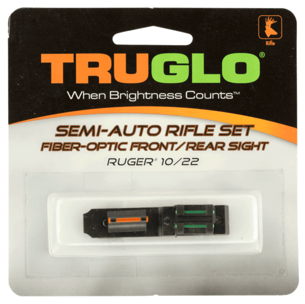TruGlo TG111W Ruger 10/22 Fiber Optic Sight Set Black Red Front Green Rear for Ruger 10/22 (Except Takedown)