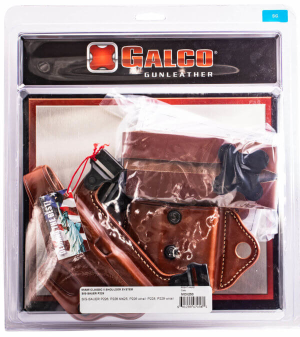 Galco MCII652 Miami Classic II Shoulder System Size Fits Chest Up To 56″ Tan Leather Harness Fits S&W M&P Shield Fits Glock 43 Fits Glock 43X Right Hand