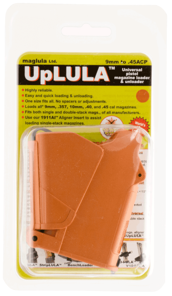 Maglula UP60BO UpLULA Loader & Unloader Double Stack Single Stack Orange Polymer 9mm Luger 45 ACP Pistols