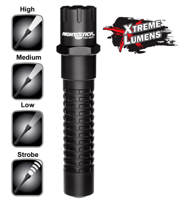 Nightstick TAC560XL TAC-560XL Multi-Function Black Anodized Aluminum White LED 140/350/800 Lumens 205 Meters Range