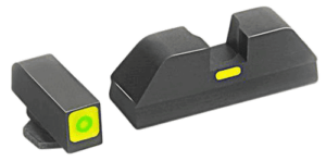 AmeriGlo GL614 CAP Night Sight Fits Glock 17/19 Tritium Green Tritium w/LumiGreen Outline Front Black w/Paint LumiGreen Rear