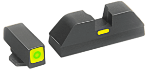 AmeriGlo GL614 CAP Night Sight Fits Glock 17/19 Tritium Green Tritium w/LumiGreen Outline Front Black w/Paint LumiGreen Rear