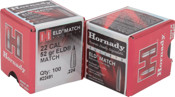 Hornady 22491 ELD Match 22 Caliber .224 52 GR 100 Box
