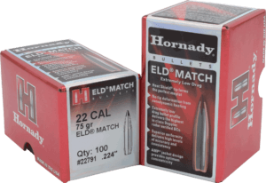 Hornady 22791 ELD Match .22 Cal .224 75 gr Extremely Low Drag-Match 100 Per Box