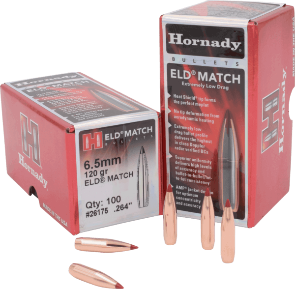Hornady 26175 ELD Match 6.5mm .264 120 GR 100 Box