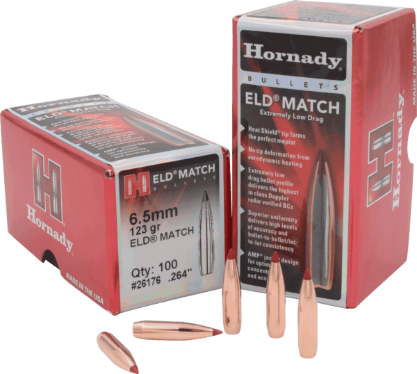 Hornady 26176 ELD Match 6.5mm .264 123 GR 100 Box