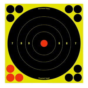 Birchwood Casey 34806 Shoot-N-C Bull’s-Eye BMW Self-Adhesive Paper Air Rifle/Centerfire Rifle/Rimfire Rifle Black/Yellow 8″ Bullseye BMW Includes Pasters 6 Pack