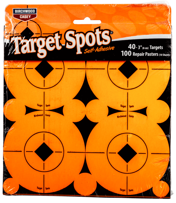 Birchwood Casey 33903 Target Spots Self-Adhesive Paper Black/Orange 3″ Bullseye Includes Pasters 40 Targets