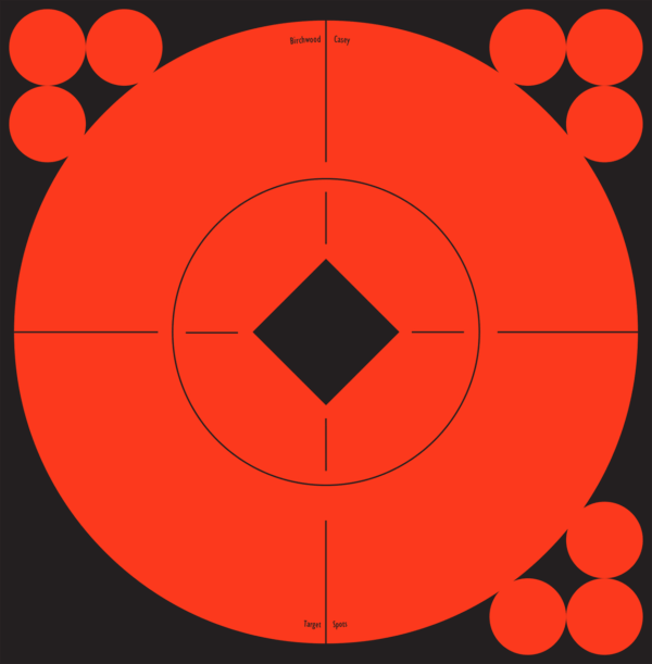 Birchwood Casey 33906 Target Spots Self-Adhesive Paper Black/Orange 6″ Bullseye Includes Pasters 10 Targets