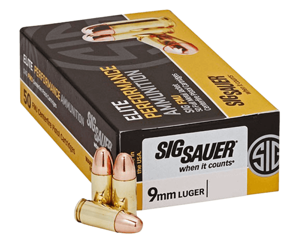 Sig Sauer E9MMB250 Elite Ball 9mm Luger 124 gr Full Metal Jacket (FMJ) 50rd Box