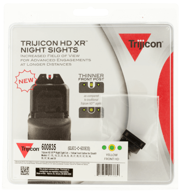 Trijicon 600835 HD XR Night Sights- Glock Standard Frames Black | Green Tritium Yellow Outline Front Sight Green Tritium Black Outline Rear Sight