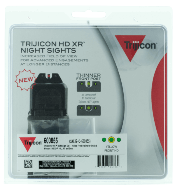Trijicon 600855 HD XR Night Sights- Smith & Wesson M&P Shield Black | Green Tritium Yellow Outline Front Sight Green Tritium Black Outline Rear Sight
