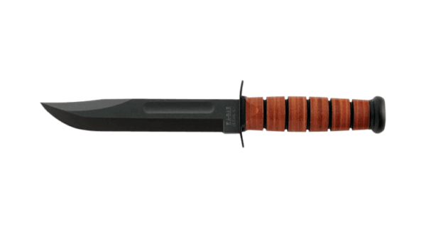 Ka-Bar 1317 Dog’s Head Utility Knife 7″ Fixed Clip Point Plain 1095 Cro-Van Blade Brown Leather Handle Includes Sheath
