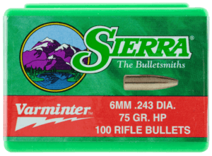 Sierra 1515 Varminter 6mm .243 80 GR Spitzer Boat Tail Blitz 100 Box