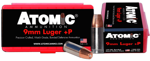 Atomic 00454 Pistol 9mm Luger +P 124 gr Bonded Match Hollow Point 20rd Box