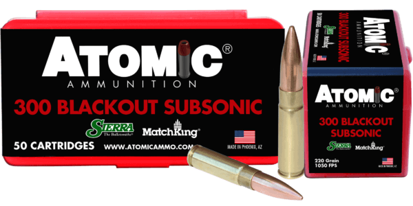 Atomic 00465 Rifle Subsonic 300 BO 220 gr Hollow Point Boat Tail 50rd Box