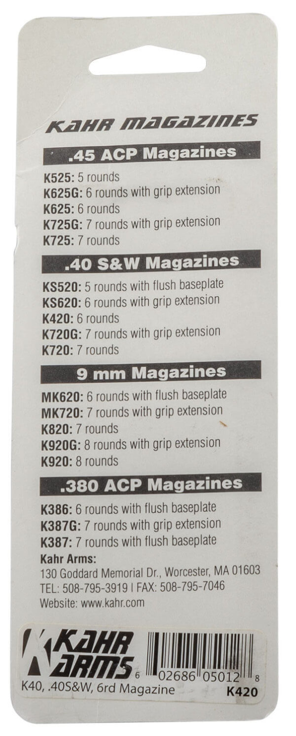 Kahr Arms K420 OEM  Stainless Detachable 6rd 40 S&W for Kahr CW  KP  K
