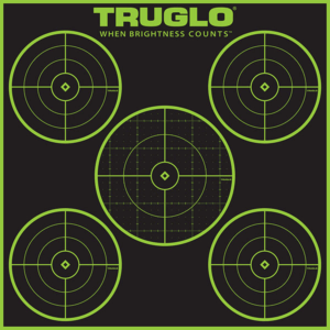 Truglo TG11A12 Tru-See Self-Adhesive Paper 12″ x 12″ 5-Bullseye Black/Green 12 Pack