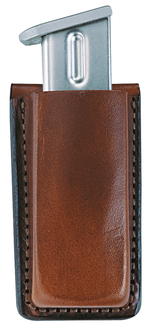 Bianchi 10734 Open Top Mag Pouch Single Tan Leather Belt Clip Compatible w/ 9mm/10mm/40/45 Belts 1.75″ Wide