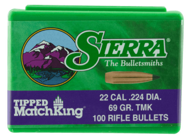 Sierra 7169 Tipped MatchKing 22 Caliber .224 69 GR Tipped MatchKing 100 Box