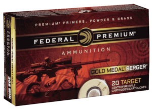 Federal GM223BH73 Premium Gold Medal 223 Rem 73 gr Berger Boat Tail Hollow Point 20rd Box