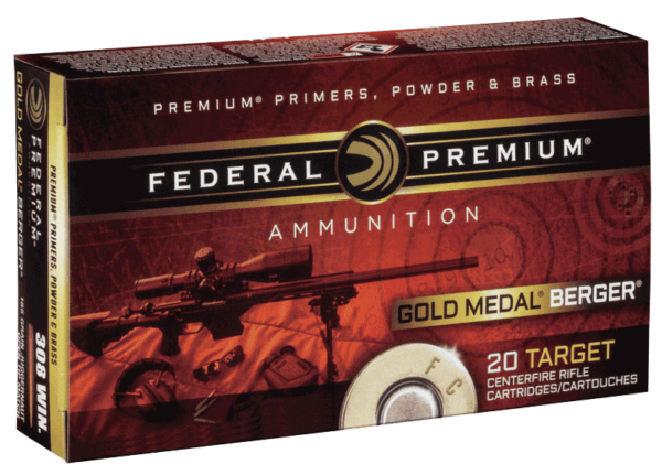 Federal GM223BH73 Premium Gold Medal 223 Rem 73 gr Berger Boat Tail Hollow Point 20rd Box