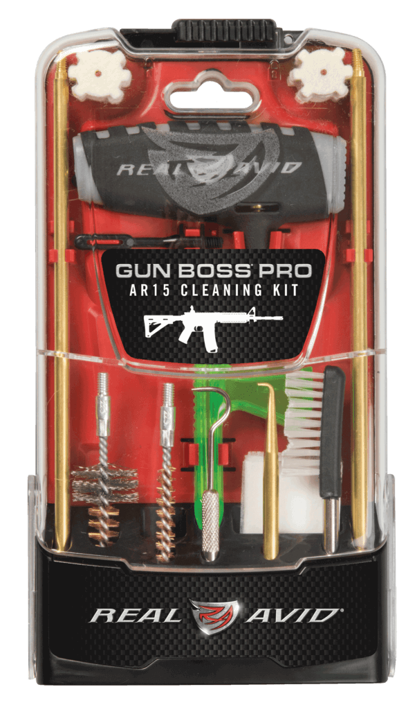 Real Avid AVGBPROP Gun Boss Cleaning Kit Multi-Caliber Pistol Firearm Slotted Tip 12.50″ Long Bronze Bristles Includes Case