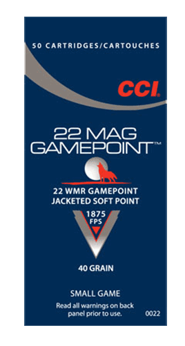 CCI 0022 Gamepoint Rimfire 22 WMR 40 gr Jacketed Soft Point (JSP) 50rd Box