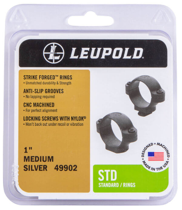 Leupold 49902 Standard Ring Set 1″ Dia Medium Silver
