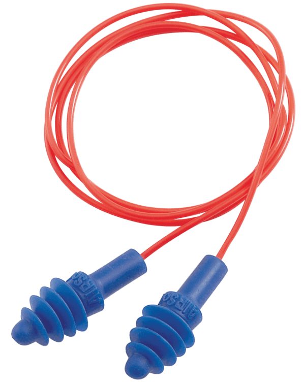 Howard Leight R01521 Corded Ear Plugs Air Soft Foam 27 dB Behind The Neck Blue Ear Buds with Orange Cord Adult 2 Pair