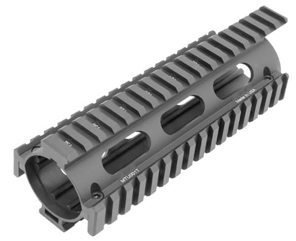 UTG Pro MTU001T Pro Quad Rail Drop-In Handguard Carbine with Extensions Style made of Aluminum Material with Black Anodized Finish for AR-15