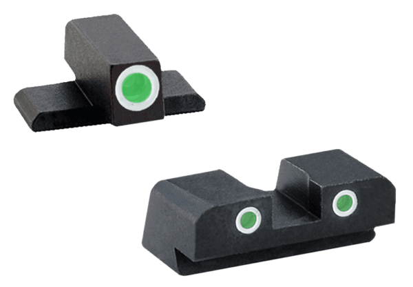 AmeriGlo XD191 Classic Tritium Sight Set for Springfield Armory XD Black | Green Tritium with White Outline Front and Rear
