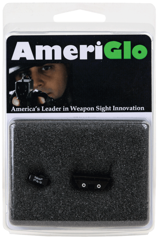 AmeriGlo GL115 Classic 3 Dot Night Sight Fits Glock 17/19 Tritium Green w/White Outline Front Tritium Yellow w/White Outline Rear