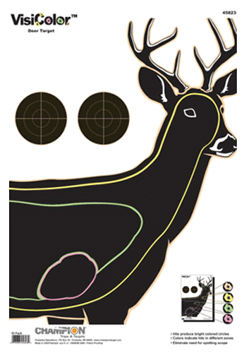 Champion Targets 45823 VisiColor Deer Paper Hanging Pistol/Rifle 13″ x 18″ Multi-Color Includes Pasters 10 Pk.