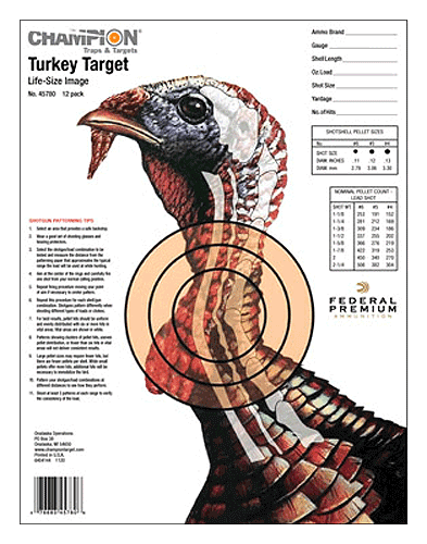 Champion Targets 45780 Life Size Hanging Paper 11″ x 16″ Turkey White 12 Pack