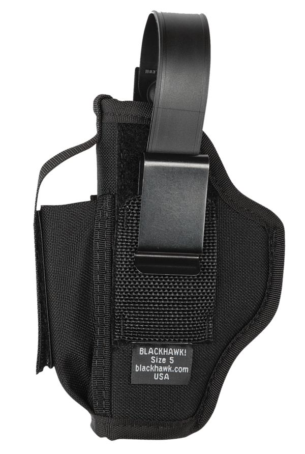 Blackhawk 40AM03BK Multi-Use IWB/OWB Size 03 Black Nylon Belt Clip Fits Large Semi-Auto Fits 4.50-5″ Barrel Ambidextrous