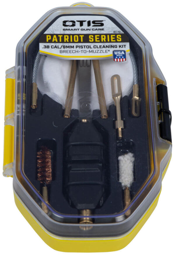 Otis FG7019MM Patriot Cleaning Kit 9mm Pistol/15 Pieces Yellow Plastic Box Case