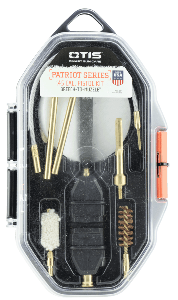 Otis FG70145 Patriot Cleaning Kit 45 Cal Pistol/ 15 Pieces Yellow Plastic Box Case
