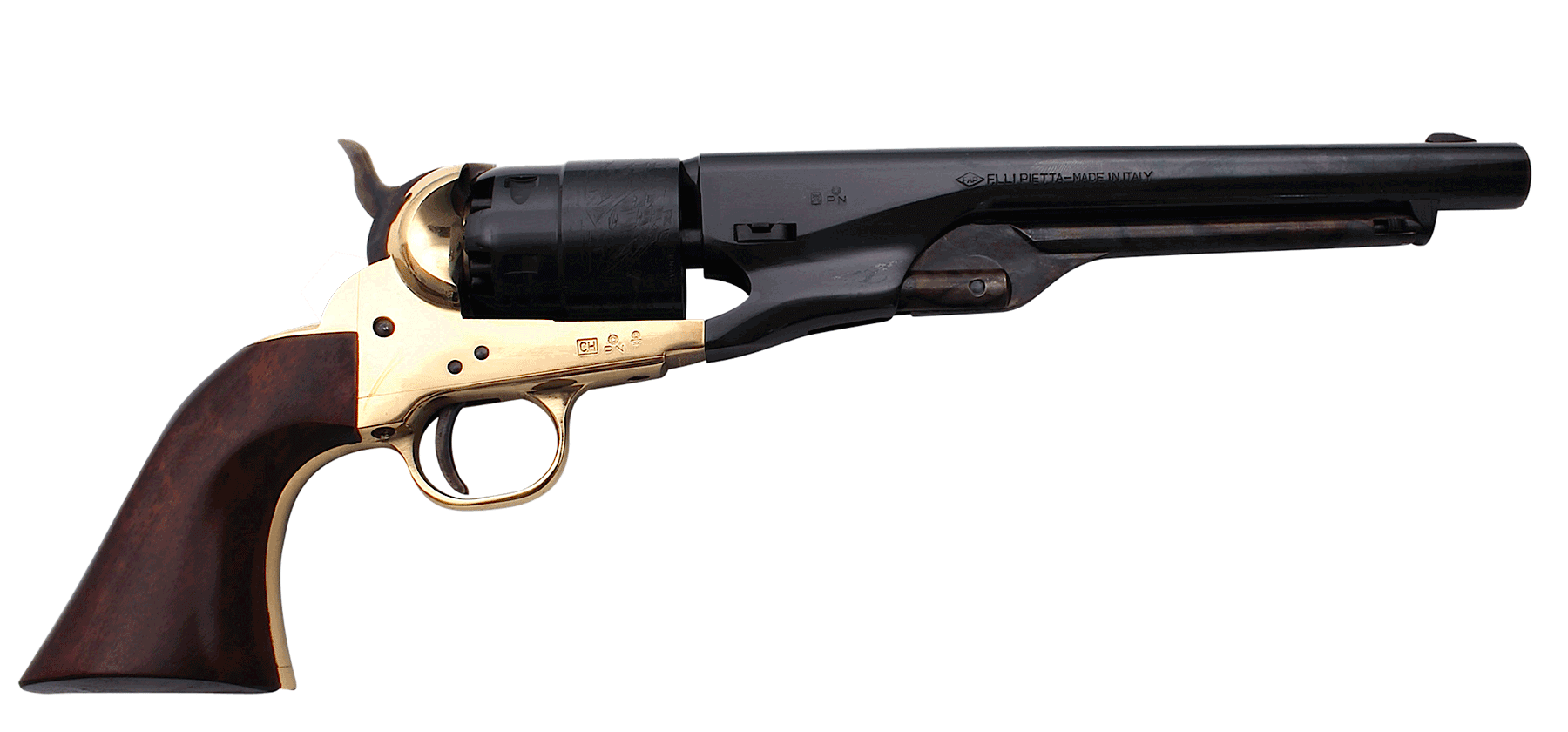 1851 Navy Engraved Black Powder Revolver 44 Caliber Brass Frame Walnut Grip  7.5 Inch Barrel by Traditions