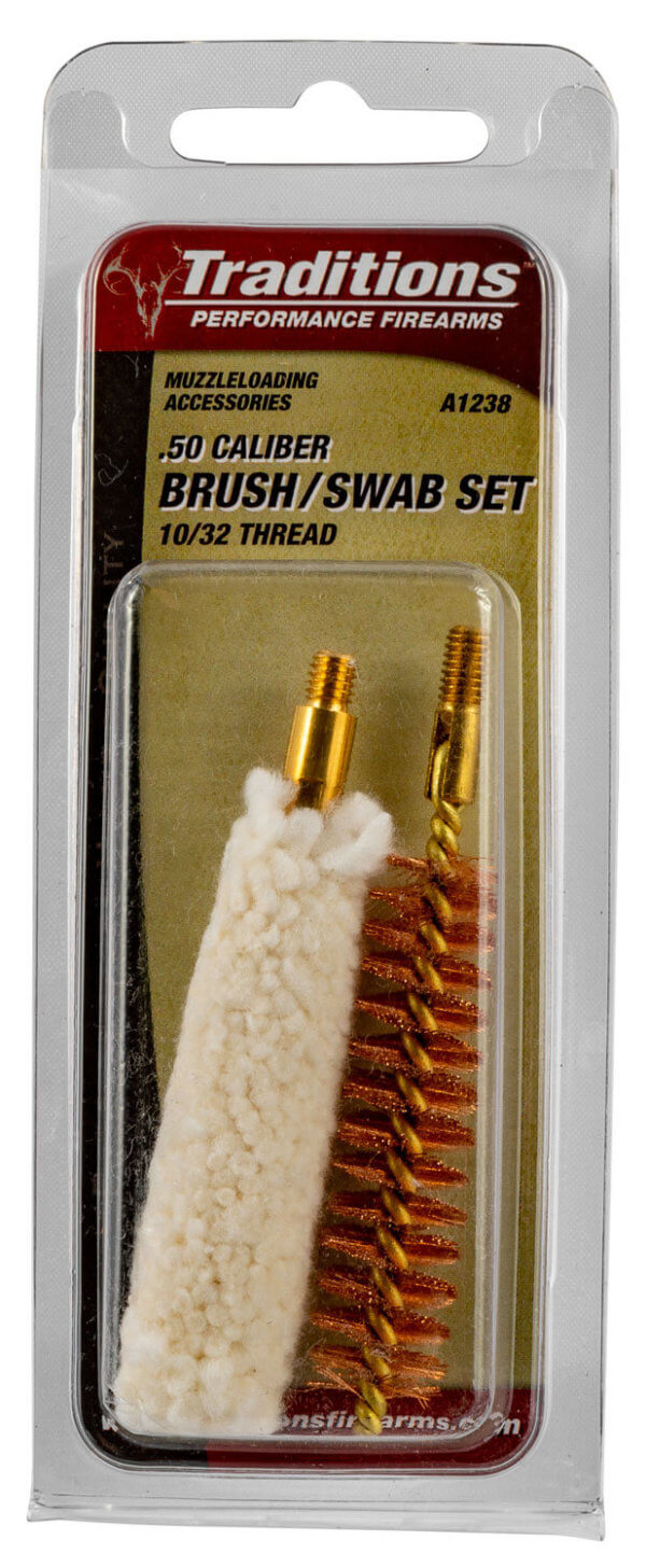 Traditions A1238 Brush/Swab Set 50 Cal 10-32 Thread Bronze Bristles 1 Set