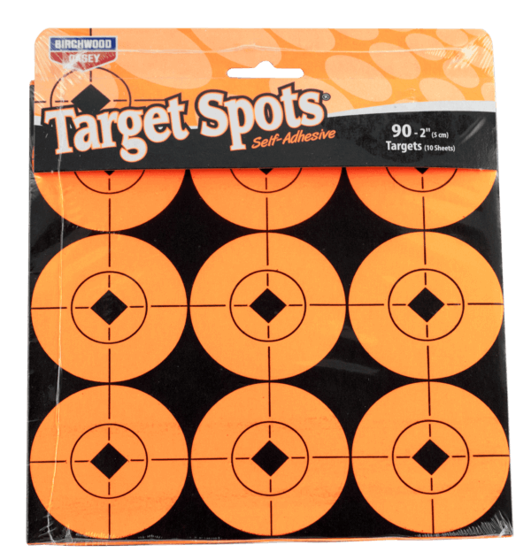 Birchwood Casey 33902 Target Spots Self-Adhesive Paper Black/Orange 2″ Bullseye 90 Targets